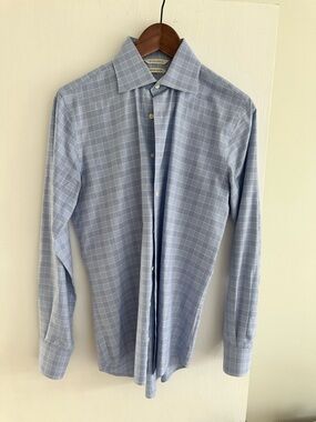 Suitsupply Light Blue Windowpane Dress Shirt - Men's